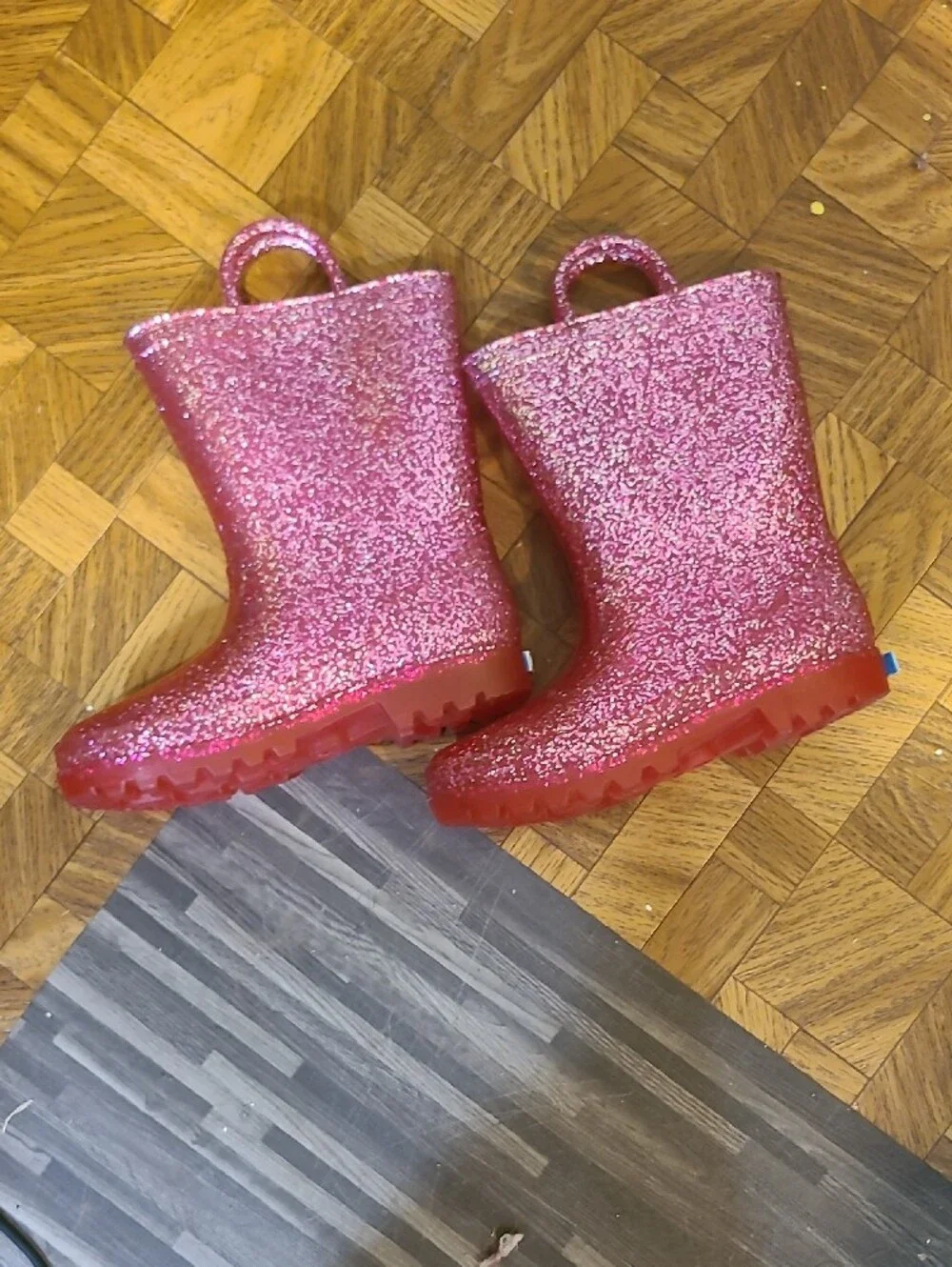 Sparkle Splash Kids' Pink Glitter Rain Boots